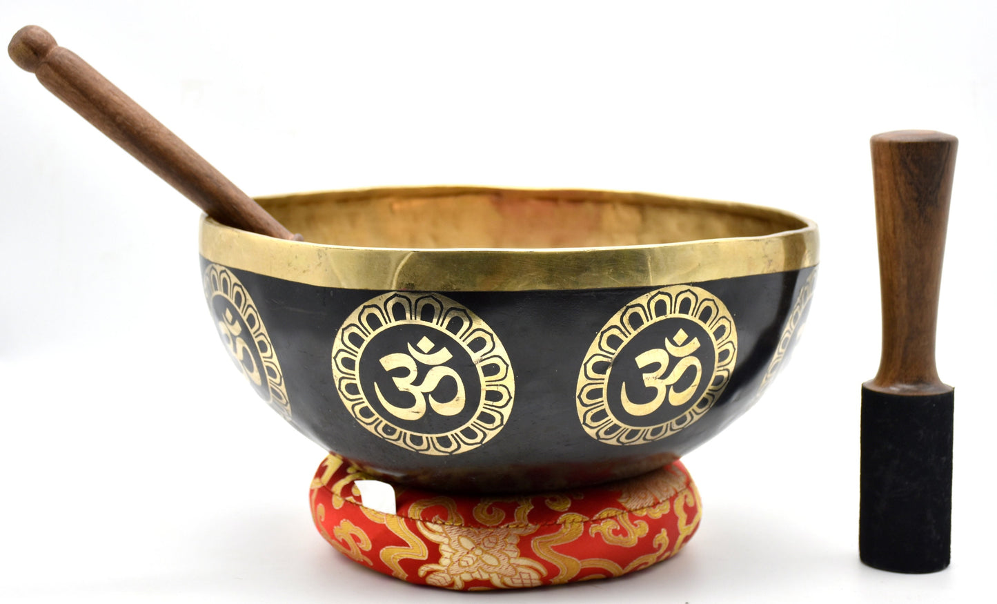 11 inch Hindu OM Carved Singing Bowl: Handmade Tibetan Meditation Bowl