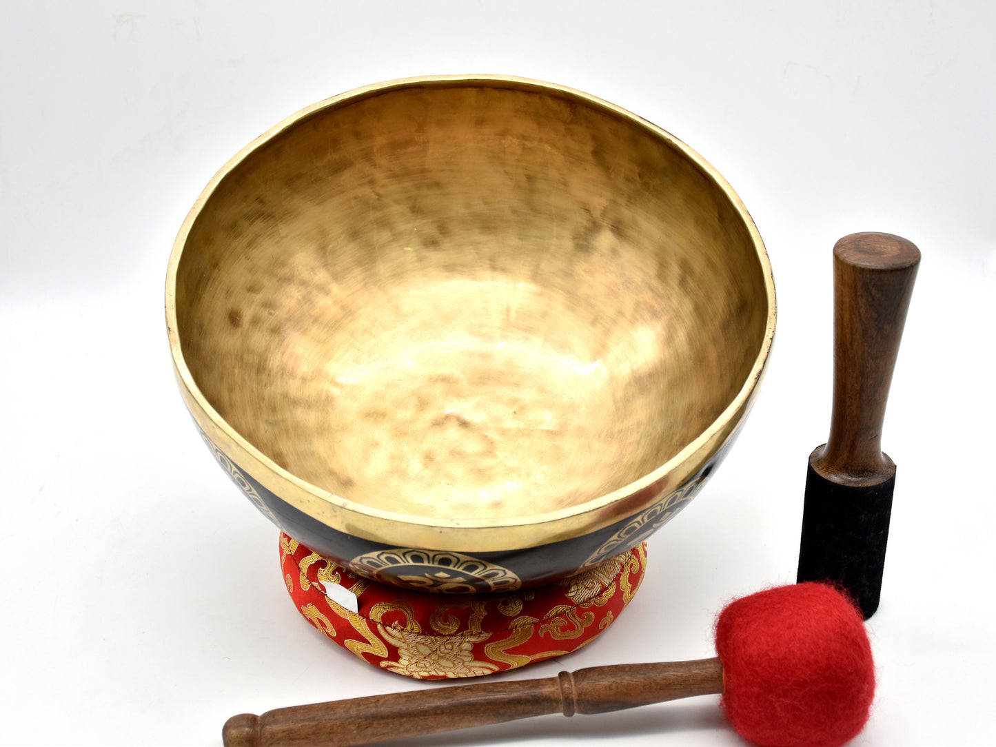 11 inch Hindu OM Carved Singing Bowl: Handmade Tibetan Meditation Bowl