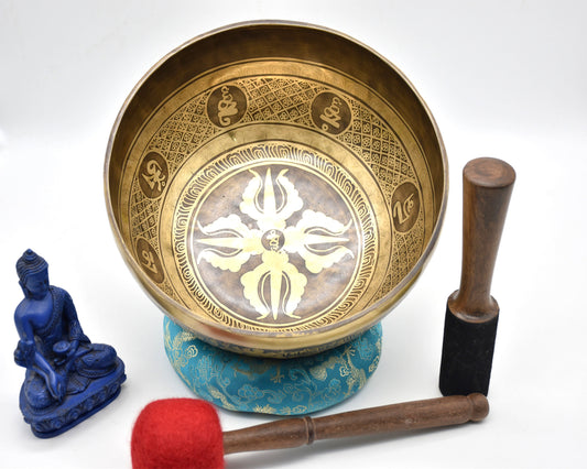 Handcrafted Double Dorje Tibetan Singing Bowl: Made in Nepal, Meditation & Yoga