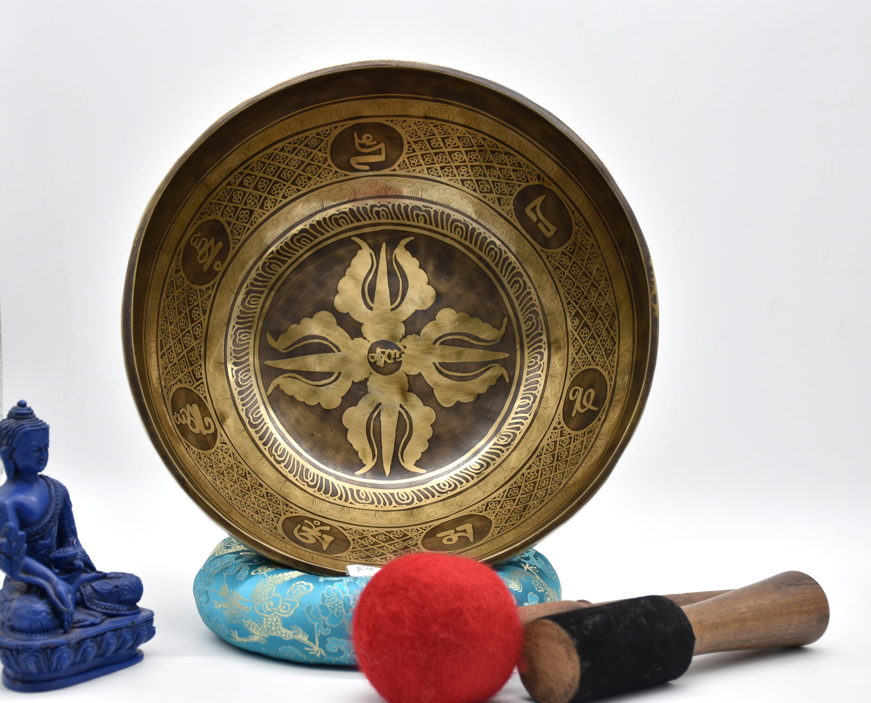 Handcrafted Double Dorje Tibetan Singing Bowl: Made in Nepal, Meditation & Yoga