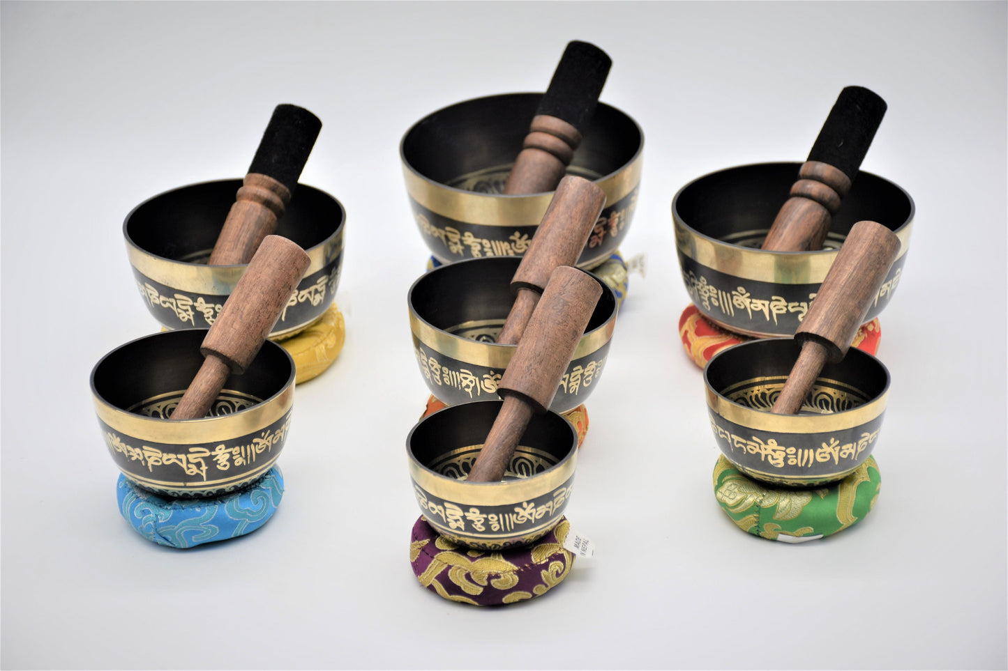 Handmade Buddha Eye Singing Bowl Set: Tibetan Chakra Bowls for Meditation