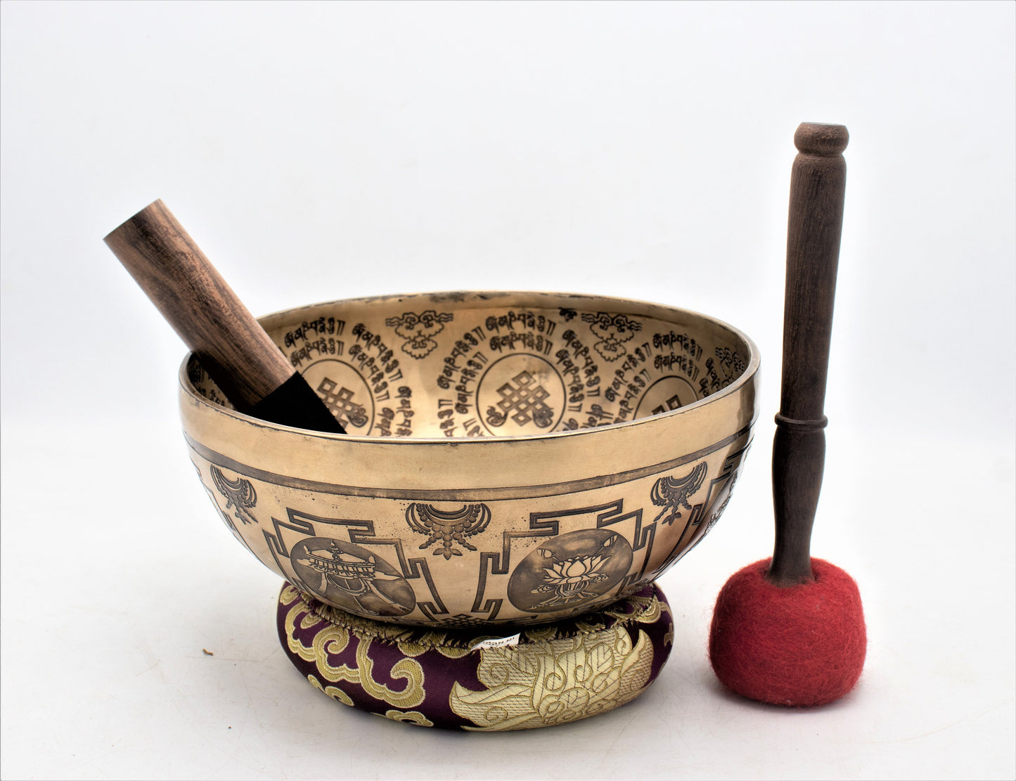 10 Inch Buddha Mantra Singing Bowl: Handmade Tibetan Sound Bath Bowl