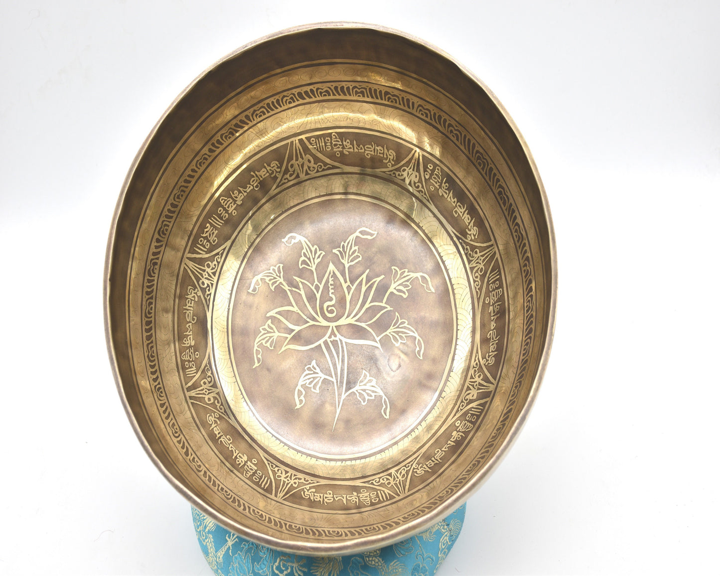 11 inch Mantra Carved Singing Bowl: Handmade Tibetan Bowl for Sound Healing