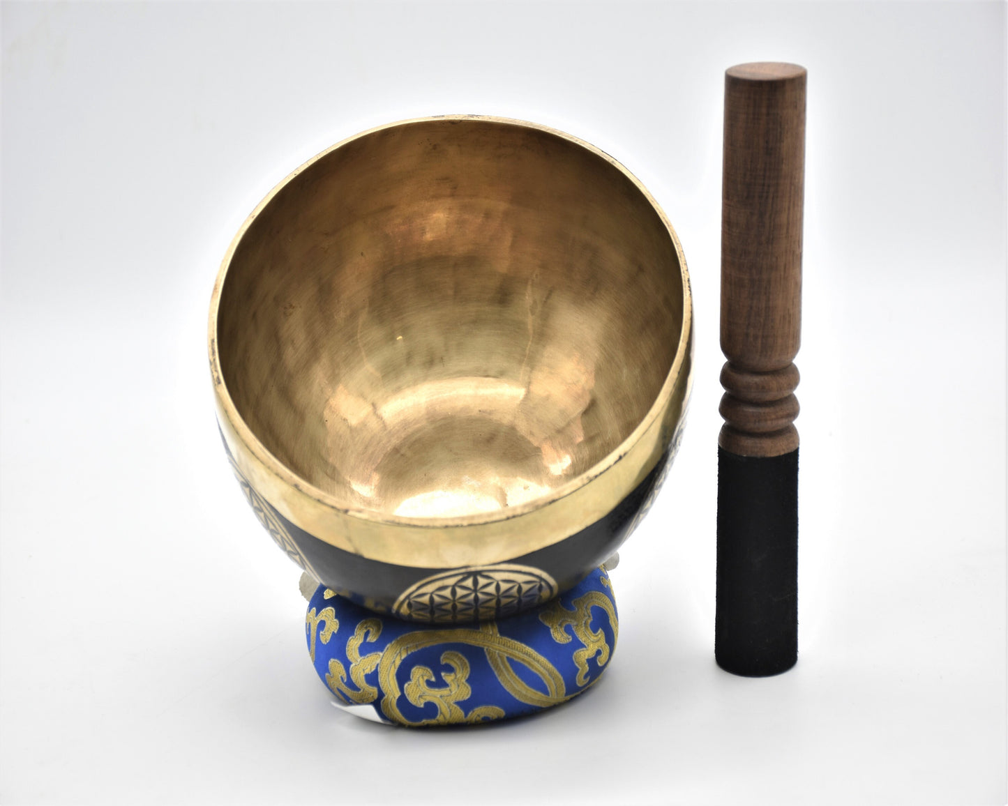 Flower of Life Carved Singing Bowl: 6 inch Tibetan Bowl, Handmade in Nepal