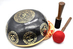 11 inch Hindu OM Carved Singing Bowl: Handmade Tibetan Meditation Bowl