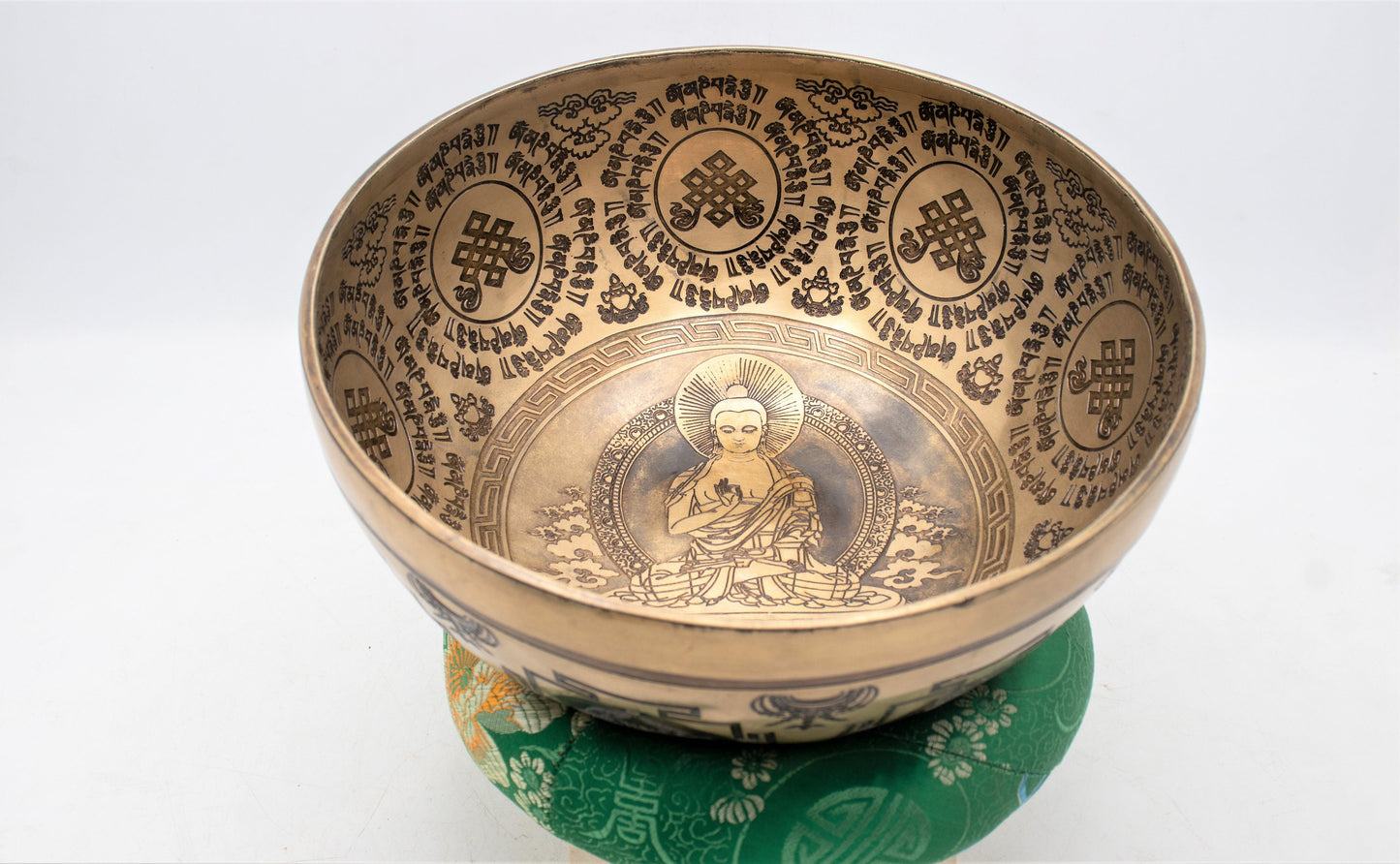 10 Inch Buddha Mantra Singing Bowl: Handmade Tibetan Sound Bath Bowl