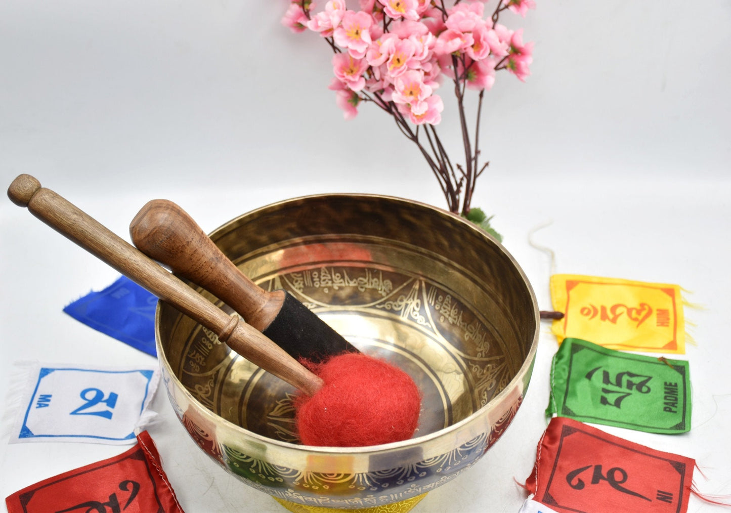Mantra Carved Singing Bowl: Handmade Tibetan Bowl for Meditation & Yoga