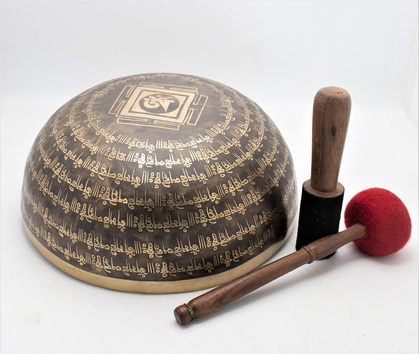 13 inch Mantra Carved Singing Bowl: Handmade Tibetan Bowl for Sound Healing