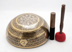 12 Inch Mantra Engraved Singing Bowl: Handmade Tibetan Sound Bath Bowl
