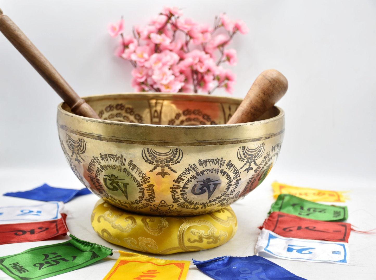 10 Inch Mantra Tibetan Singing Bowl: Handmade Sound Bath Bowl from Nepal