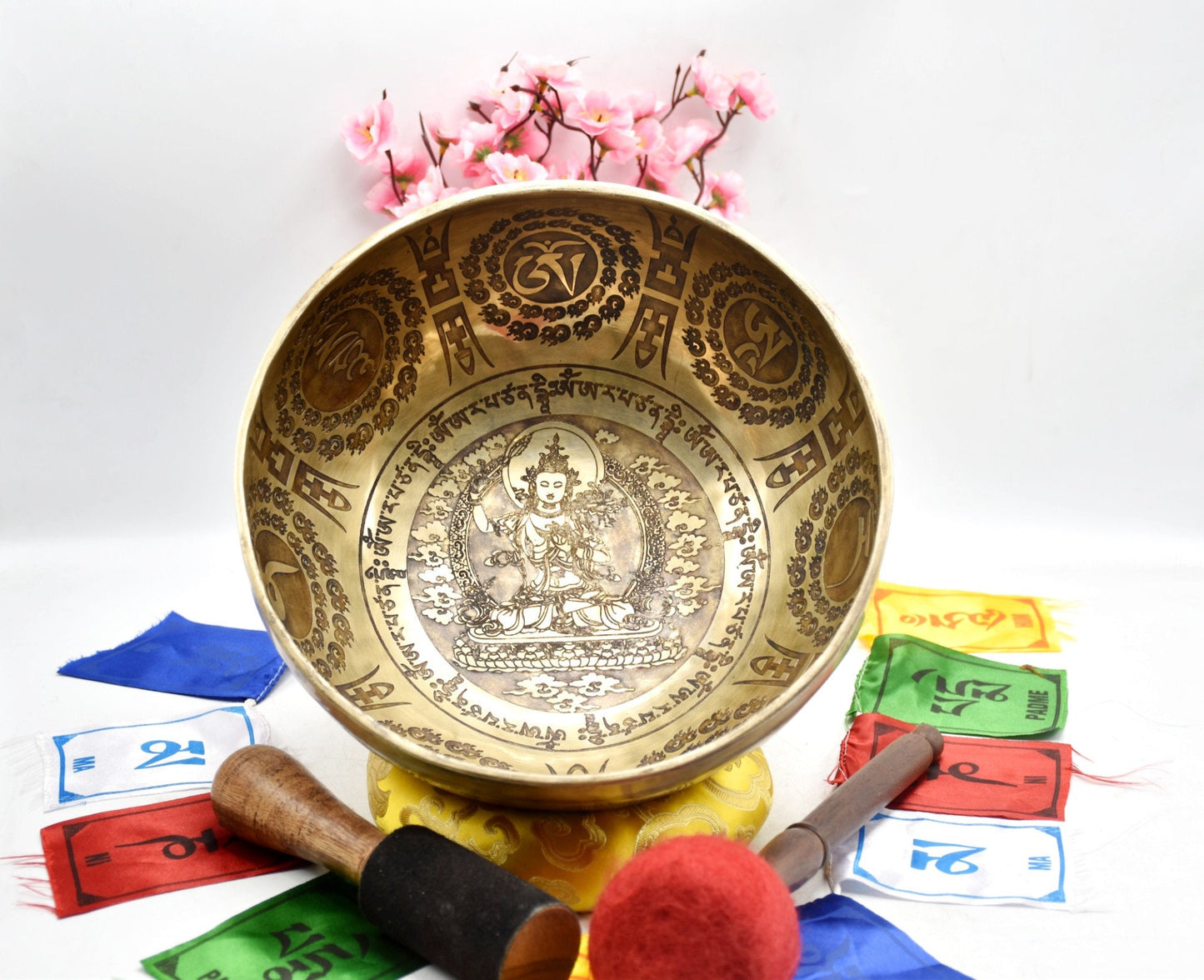 10 Inch Mantra Tibetan Singing Bowl: Handmade Sound Bath Bowl from Nepal