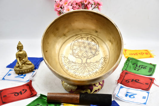 9 Inch Tree of Life Singing Bowl: Handcrafted Tibetan Bowl