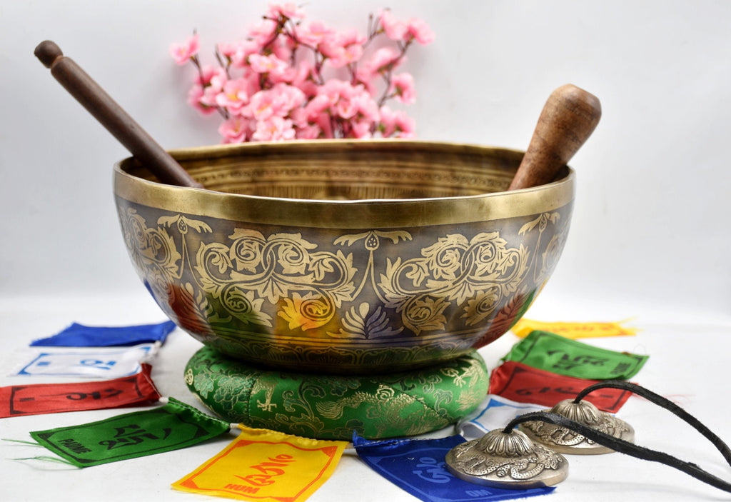 Handmade Antique Design Singing Bowl: Tibetan Sound Healing, 12-24 inch