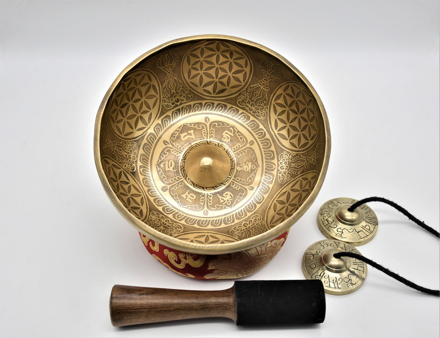9 Inch Lingam Flower Singing Bowl: Handcrafted Meditation Bowl with Mallet