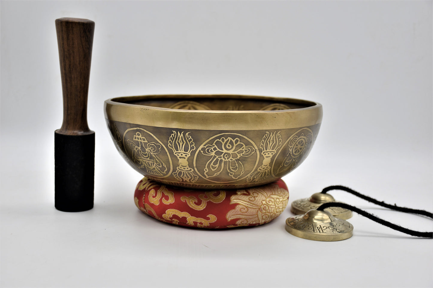 9 Inch Lingam Flower Singing Bowl: Handcrafted Meditation Bowl with Mallet