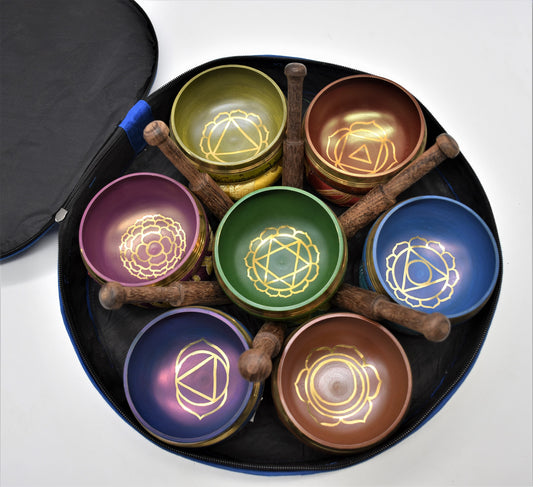 Seven Chakra Tibetan Singing Bowl Set: Handmade Sound Healing Bowls