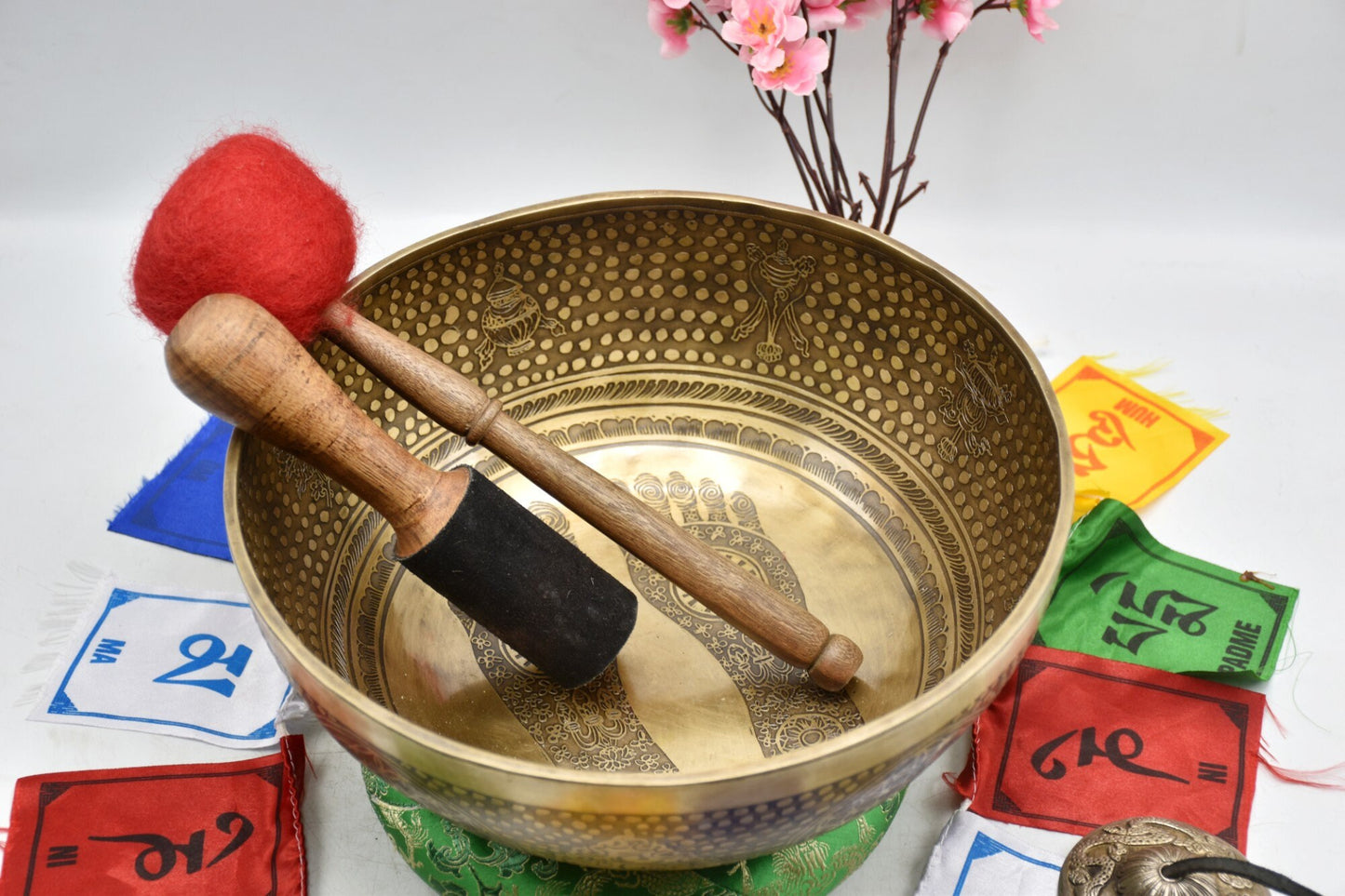 12 Inch Buddha Foot Singing Bowl: Handmade Tibetan Bowl for Meditation