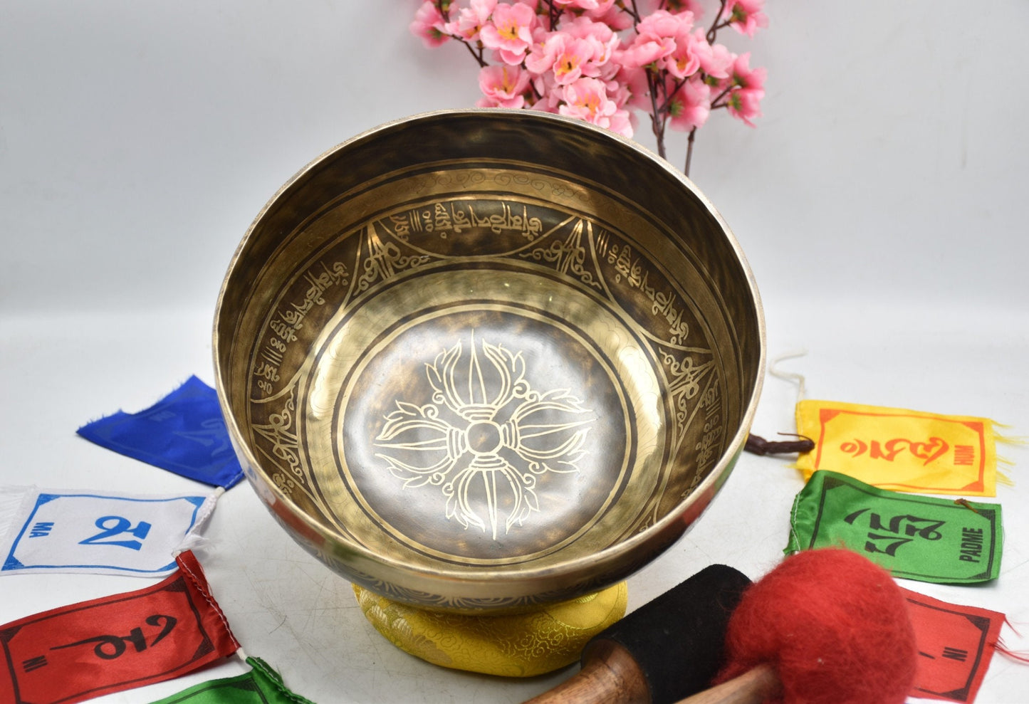 Mantra Carved Singing Bowl: Handmade Tibetan Bowl for Meditation & Yoga