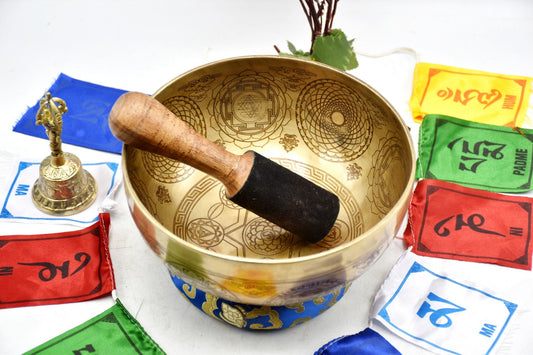 Engraved Singing Bowl: Handmade Tibetan Bowl for Meditation & Sound Bath