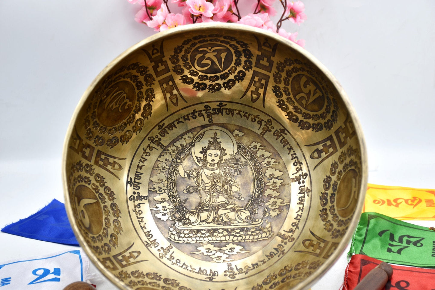 10 Inch Mantra Tibetan Singing Bowl: Handmade Sound Bath Bowl from Nepal