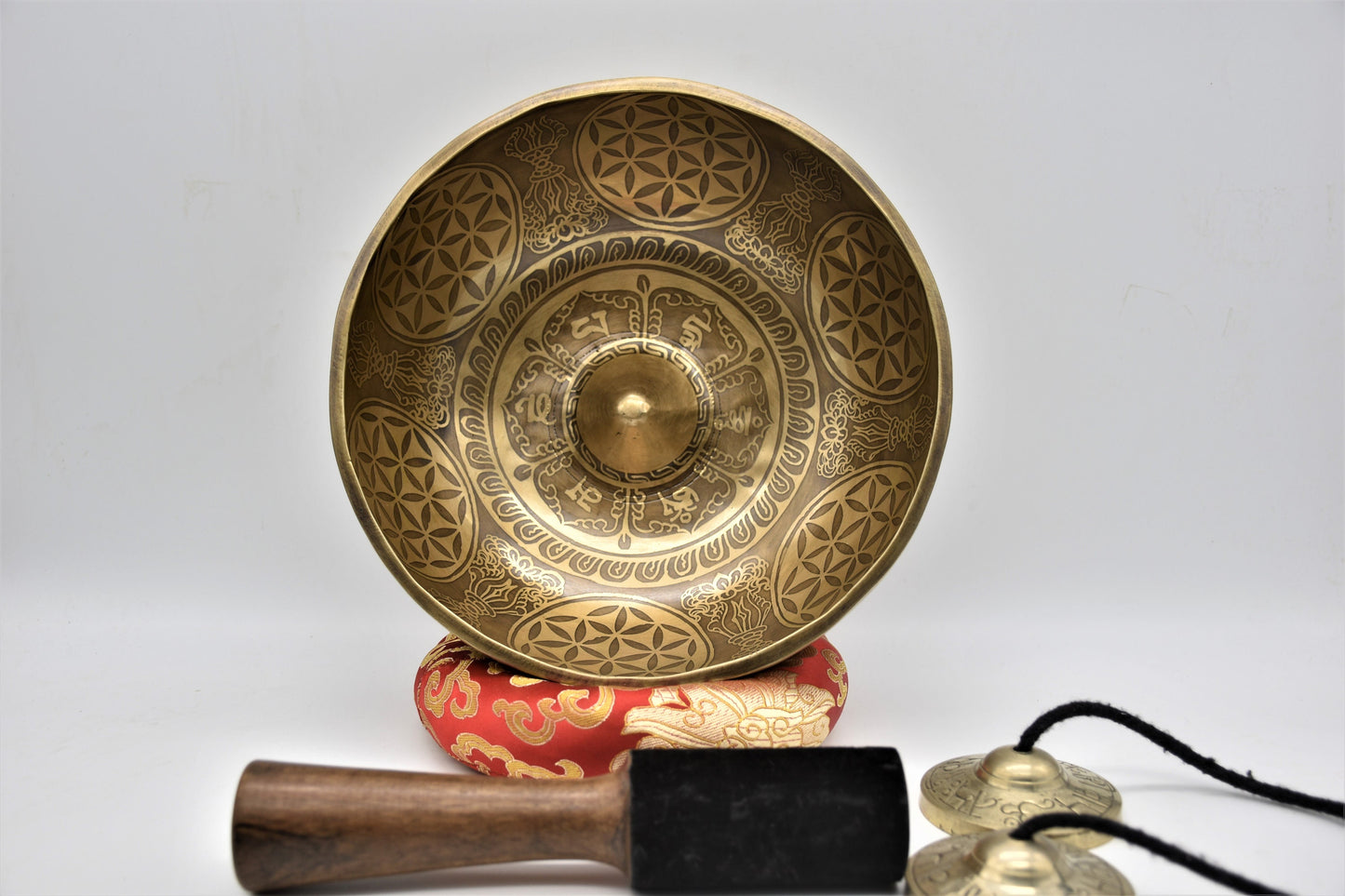 9 Inch Lingam Flower Singing Bowl: Handcrafted Meditation Bowl with Mallet
