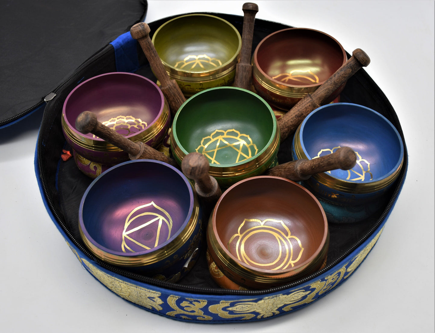Seven Chakra Tibetan Singing Bowl Set: Handmade Sound Healing Bowls