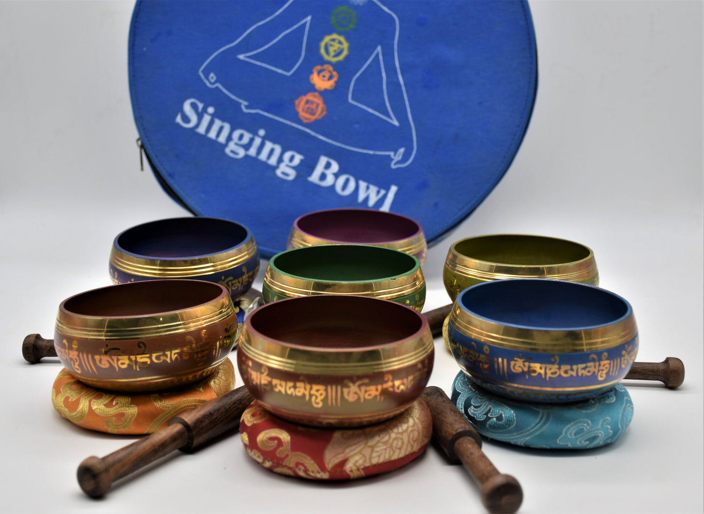 Seven Chakra Tibetan Singing Bowl Set: Handmade Sound Healing Bowls