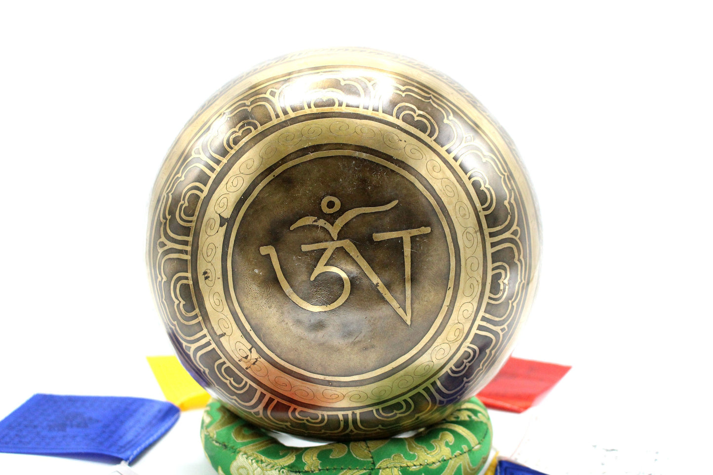 9-inch Mantra Engraved Singing Bowl: Handmade in Nepal