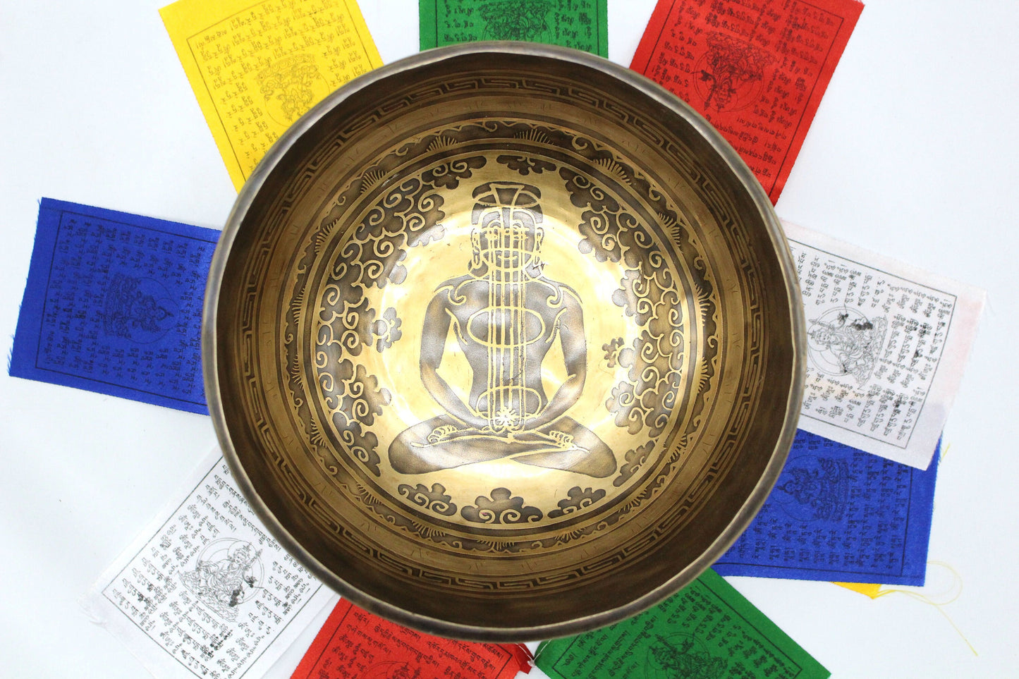 9 Inch Mantra Engraved Singing Bowl: Handmade Tibetan Sound Bath Bowl