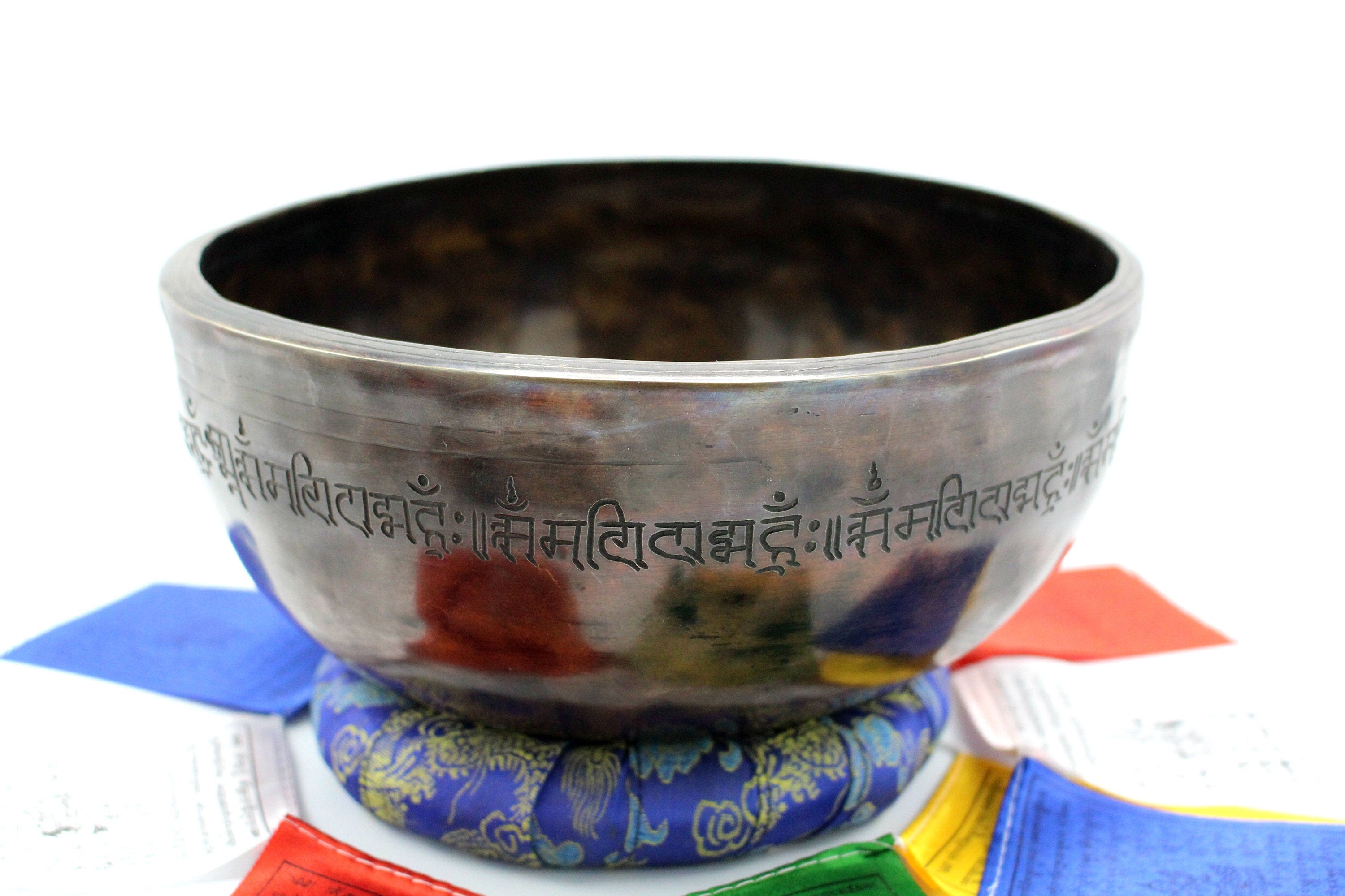 8 Inch Antique Mantra Singing Bowl: Handmade Tibetan Sound Bath