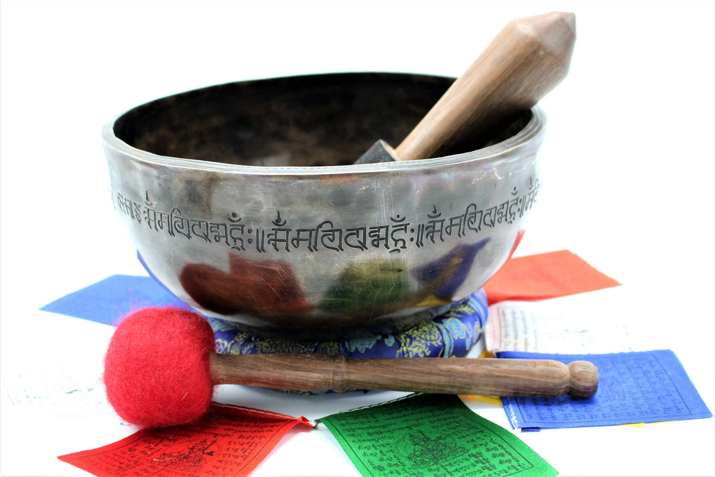 8 Inch Antique Mantra Singing Bowl: Handmade Tibetan Sound Bath