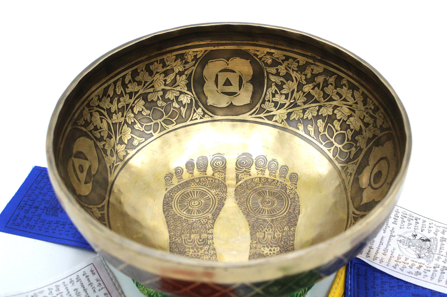 16 inch Buddha Foot Tibetan Singing Bowl: Handmade Meditation Bowl