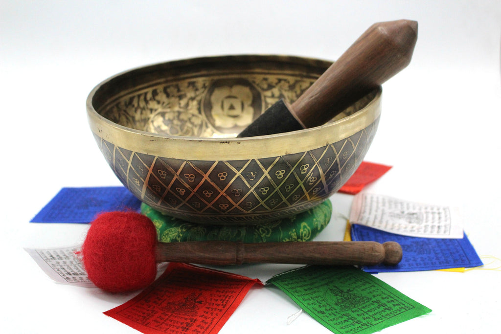 16 inch Buddha Foot Tibetan Singing Bowl: Handmade Meditation Bowl
