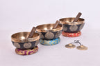 Antique Himalayan Singing Bowl Set: Flower of Life, Chakra Healing