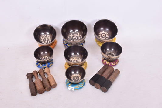 Handmade Chakra Singing Bowl Set: Tibetan Meditation Sound Bath