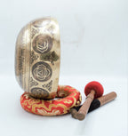 Flower of Life Carved Singing Bowl: 10 inch Tibetan Bowl for Sound Healing