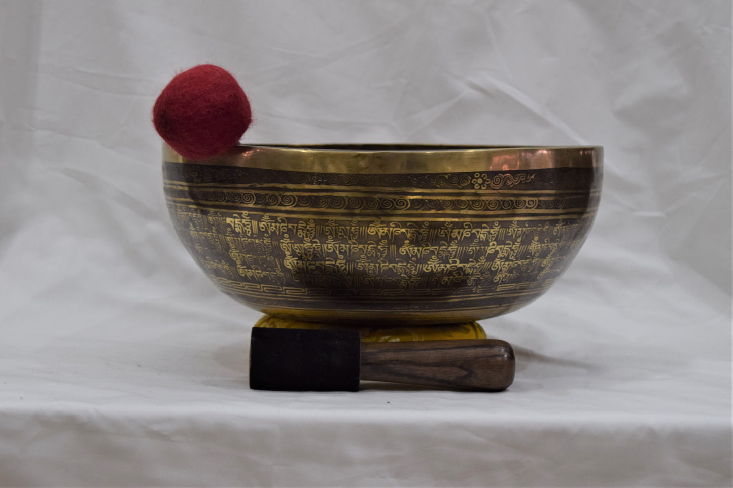 15 inch Yogi Engraved Singing Bowl: Handmade Chakra Balance Tibetan Bowl