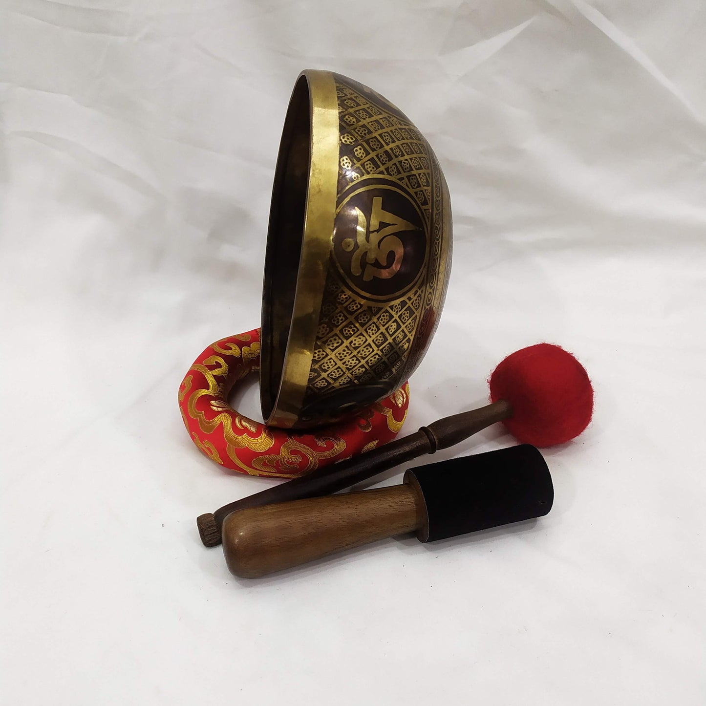 9 Inch Mandala Etched Singing Bowl: Chakra Tuned, Handmade in Nepal