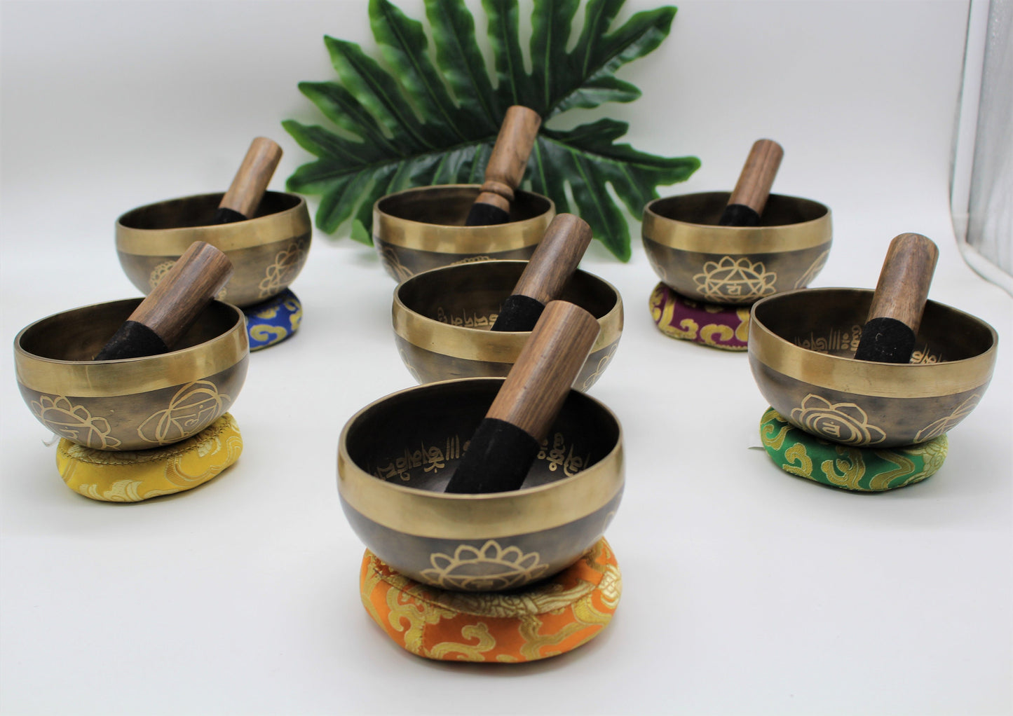 Handmade Himalayan Chakra Singing Bowl Set: Tibetan Sound Healing