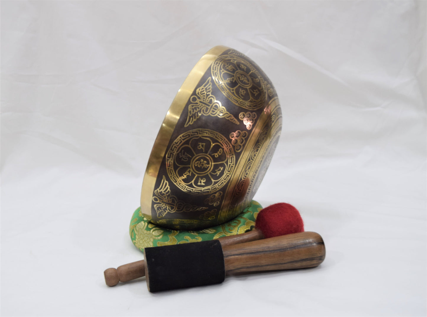 10 Inch Seven Chakra Engraved Singing Bowl: Handmade Tibetan Meditation Bowl