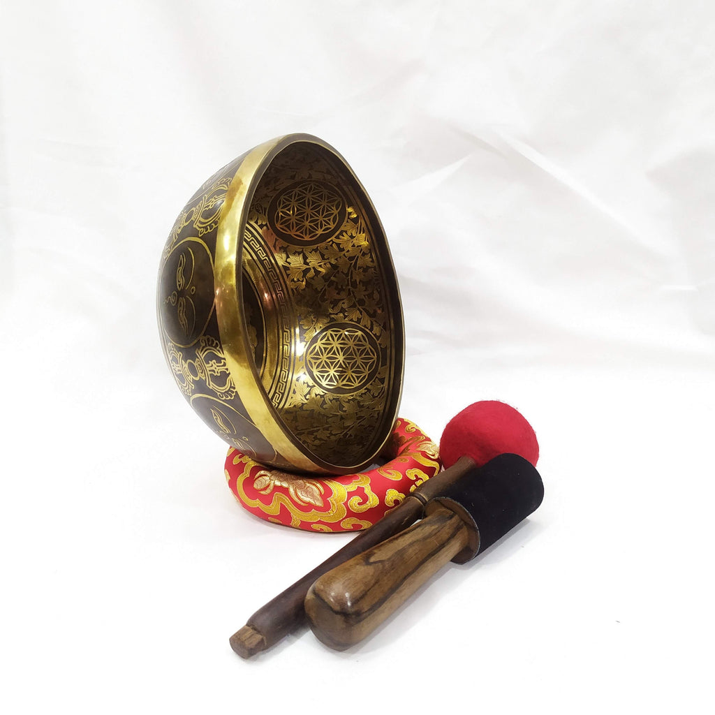 Handmade Buddha Singing Bowl: 10 inch Tibetan Sound Healing Bowl