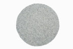 Handmade Slate Gray Felt Ball Rug: Round Nursery Carpet