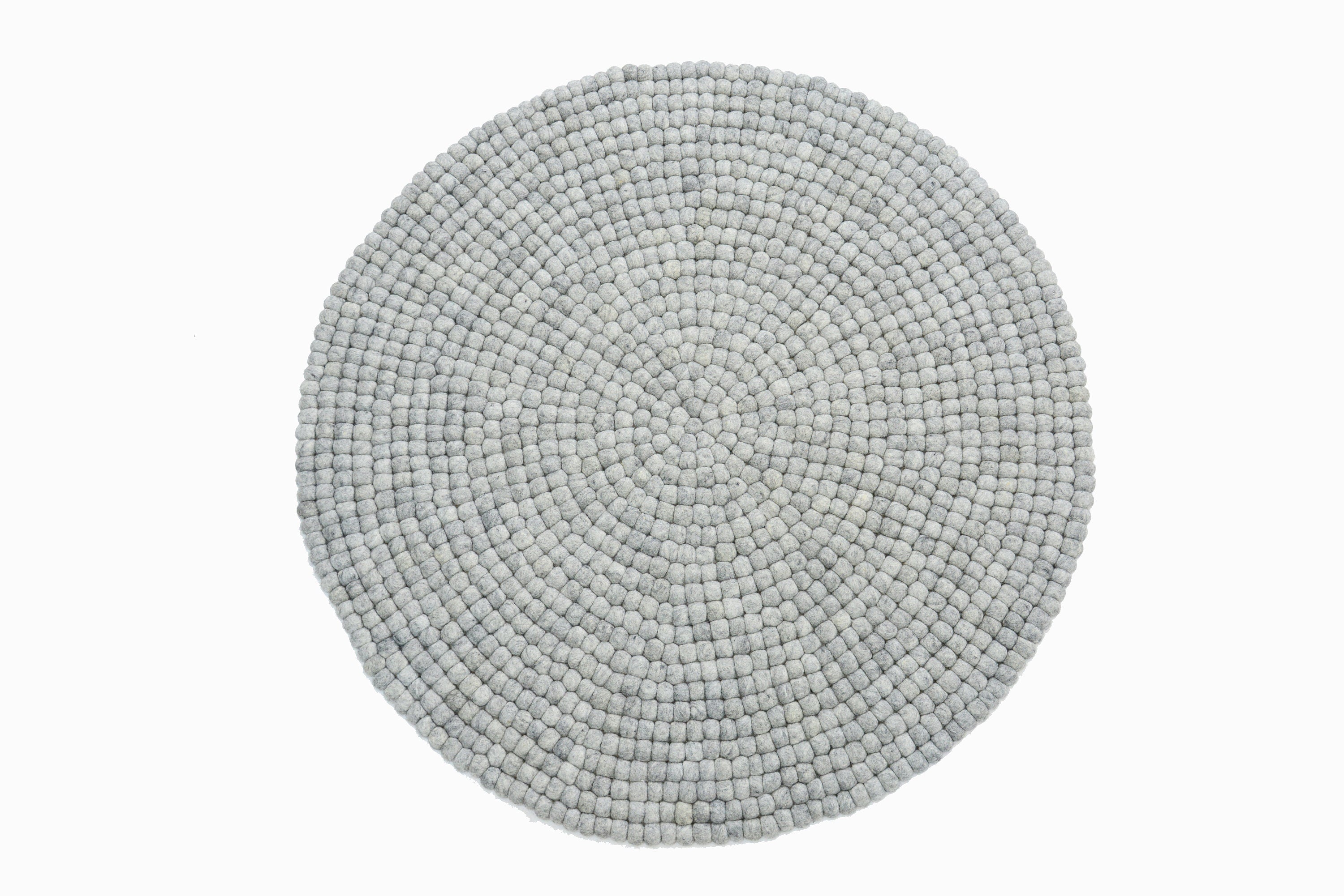 Handmade Slate Gray Felt Ball Rug: Round Nursery Carpet