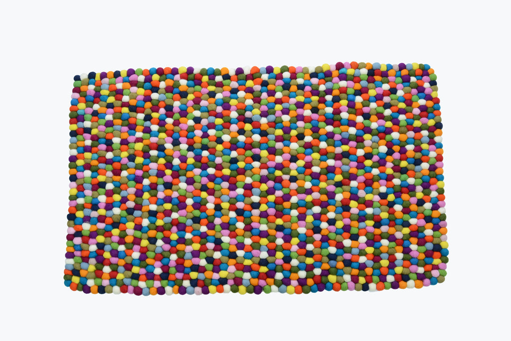 Multicolor Felt Ball Rug: Handmade Wool Nursery Rug