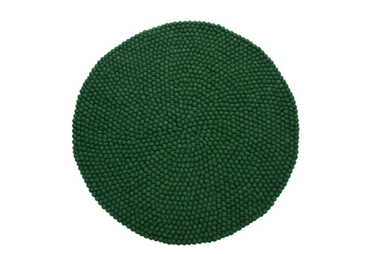 Handmade Emerald Green Felt Ball Rug: Non-Allergic Nursery Decor