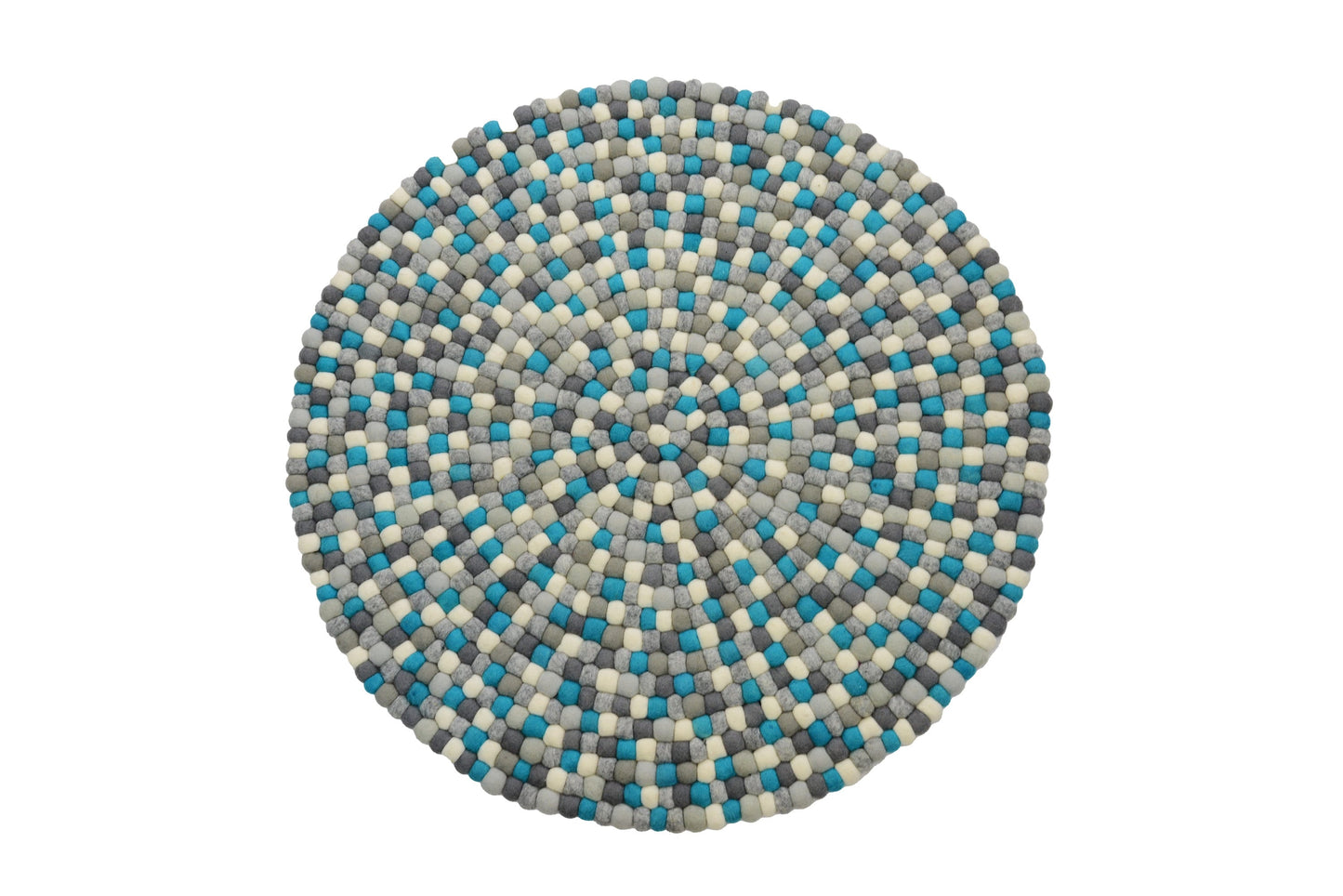 Handmade Round Felt Ball Rug: Azure Blue Nursery Decor (30cm-300cm)