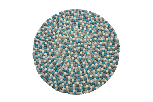 Handmade Round Felt Ball Rug: Azure Blue Nursery Decor (30cm-300cm)