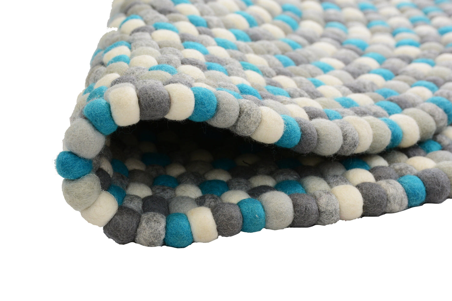 Handmade Round Felt Ball Rug: Azure Blue Nursery Decor (30cm-300cm)