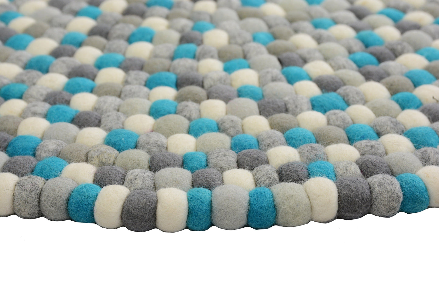 Handmade Round Felt Ball Rug: Azure Blue Nursery Decor (30cm-300cm)