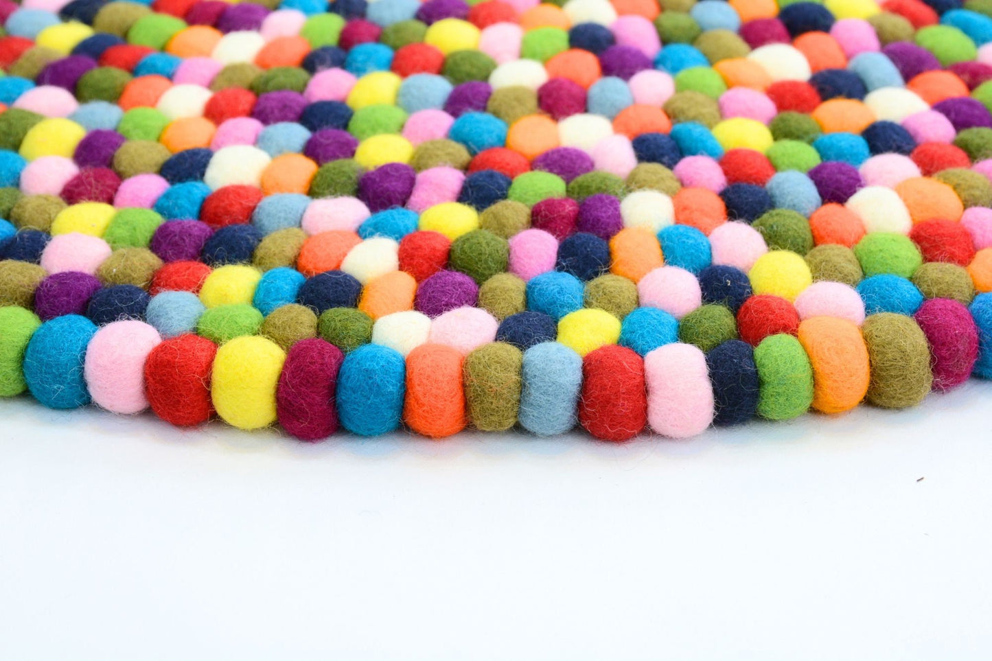 Premium Handmade Multicolor Round Felt Ball Rug - Wool Felt Rainbow Ball Rug - Pom Pom rug for Your Home and Office- 30-300cm